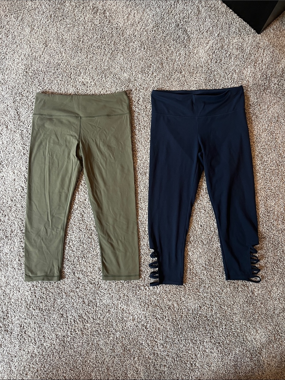 Women’s Active Capri Leggings - Olive and Navy